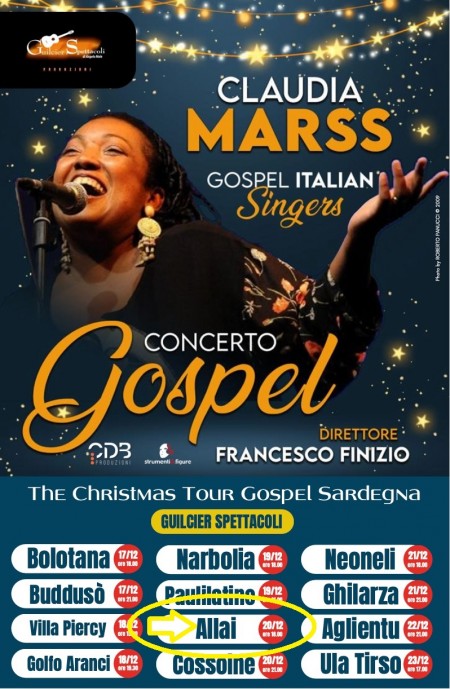 Àllai. Cuntzertu Gospel su 20 de nadali in sa crèsia de su Spìridu Santu