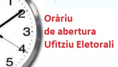 Siamanna. Avisu – Oràriu de abertura de s’Ufìtziu eletorali