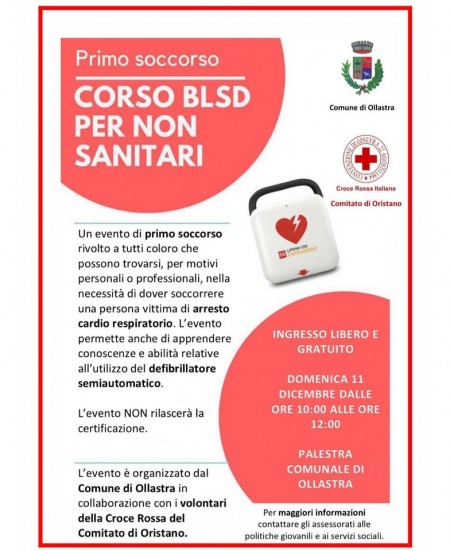 Ollasta. Avisu: cursu de primu sucursu gratis domìnigu 11 de nadali 2022