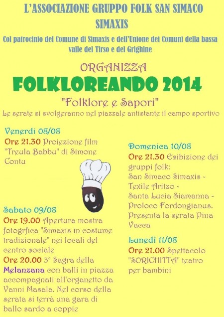 FOLKLOREANDO 2014 &quot;Folklore e Sapori&quot; - SIMAXIS da venerdì 08 agosto a lunedì 11 agosto 2014