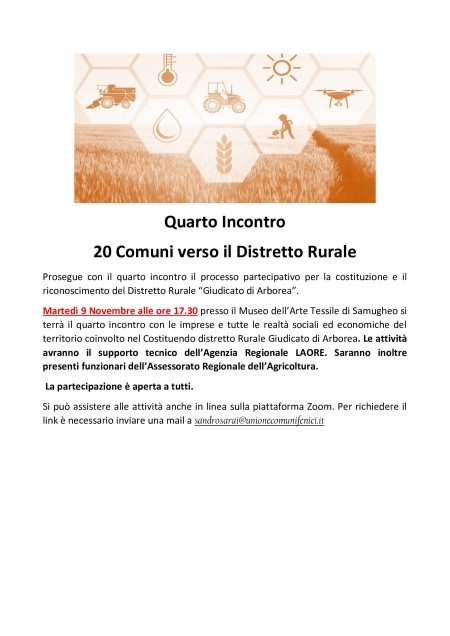 QUARTO INCONTRO - 20 Comuni verso il Distretto Rurale