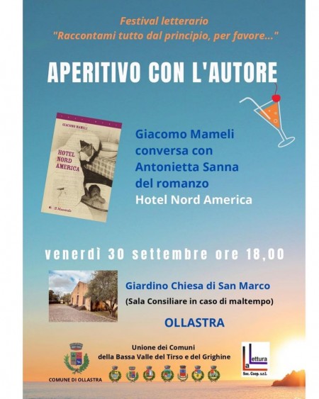 Ollasta. Festival literàriu: su 30 de cabudanni Giacomo Mameli at a presentai “Hotel Nord America”